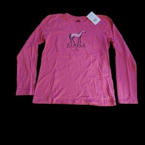 Barbie Pink Life Is Good Small "Stable Relationship"  Crew Neck Equestrian